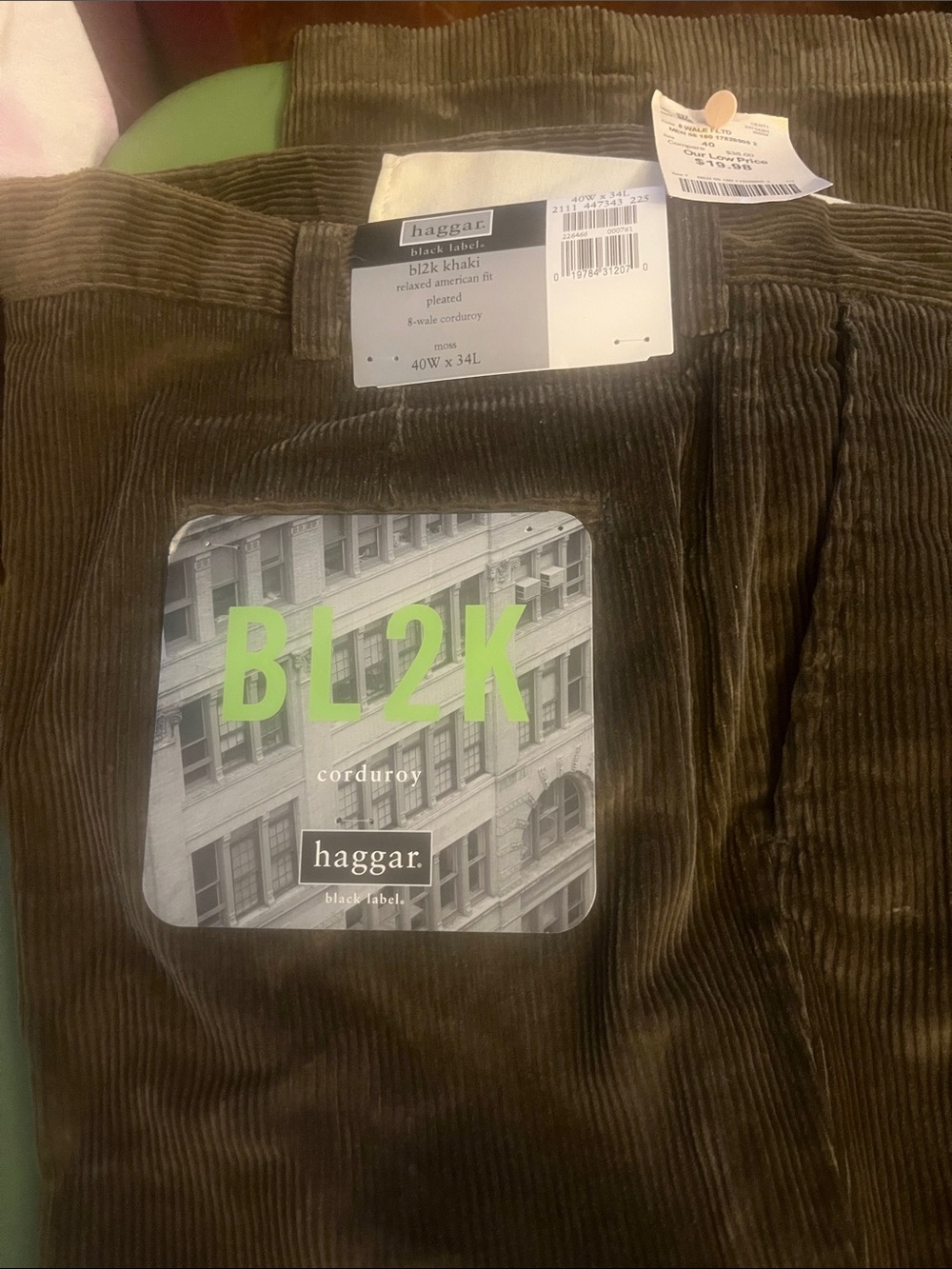 Haggar BL2K Corduroy Men’s Pants in Moss
